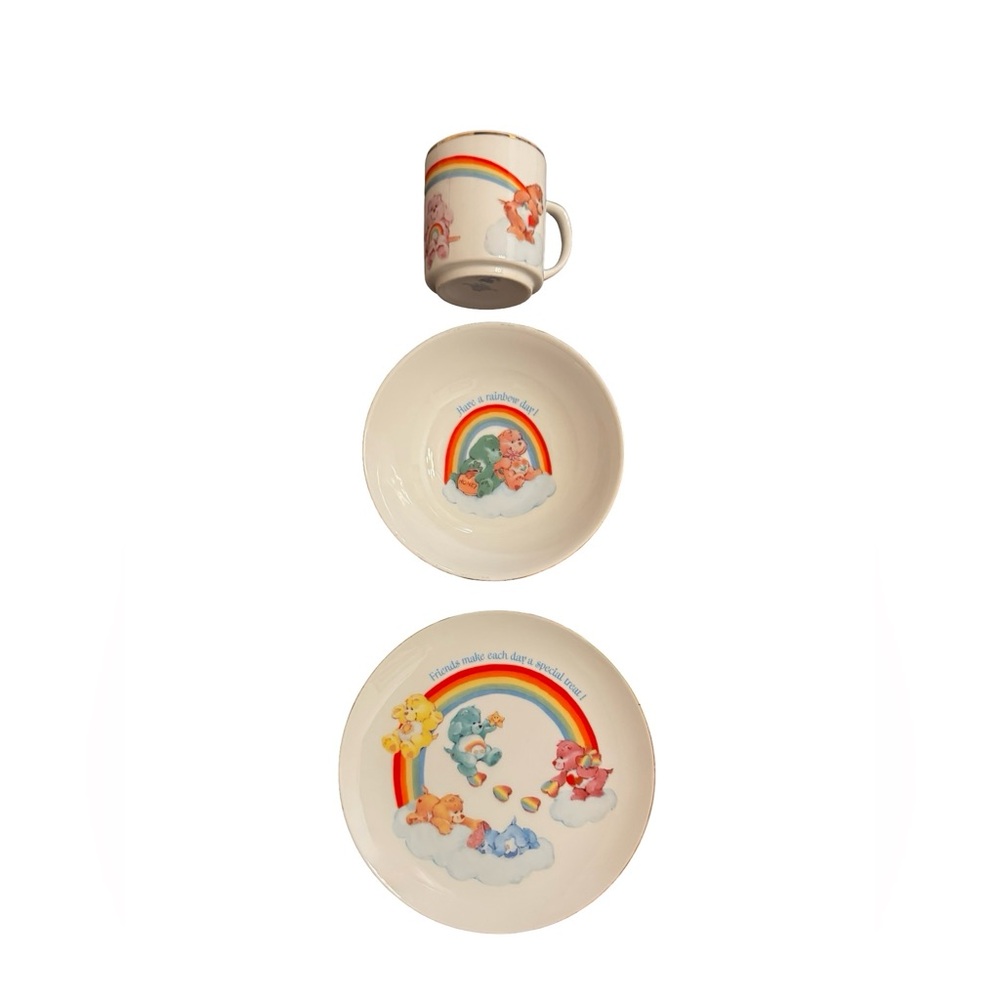 Original Care Bears Porcelain Dinnerware Set Bowl Plate Cup 1984 Vintage Lot